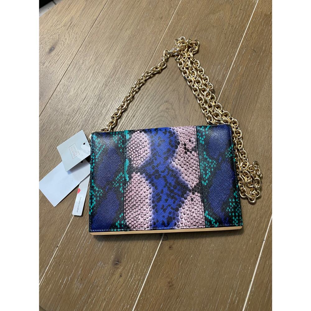NWT 14th & Union leather cami Saffino In pink Zephyr snake purse